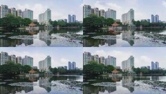 广州荔湾湖公园湖泊景观延时摄影4k高清在线视频素材下载