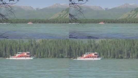 景区湖泊中的游艇高清在线视频素材下载