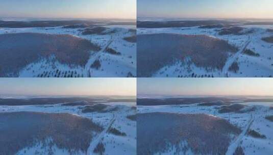 呼伦贝尔森林草原寒冬风景雪原风光高清在线视频素材下载