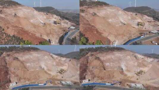废弃矿山地质环境生态修复工程 矿山 挖掘机高清在线视频素材下载