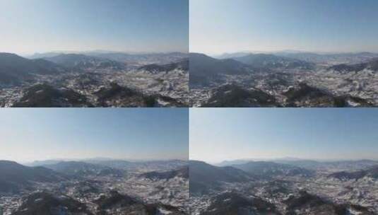 慕田峪长城雪景航拍高清在线视频素材下载