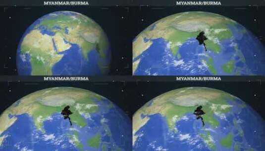 缅甸缅甸地图来自地球高清在线视频素材下载