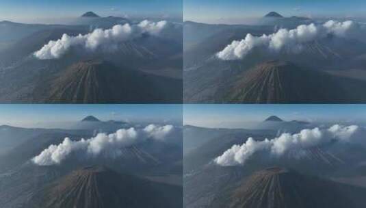 印尼爪哇岛布罗莫火山日出航拍自然风光高清在线视频素材下载