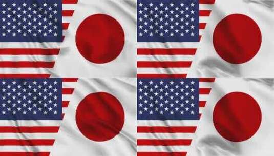 美国和日本国旗环高清在线视频素材下载