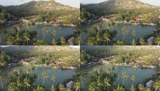 印度尼西亚巴厘岛坎迪达萨莲花泻湖的鸟瞰图高清在线视频素材下载