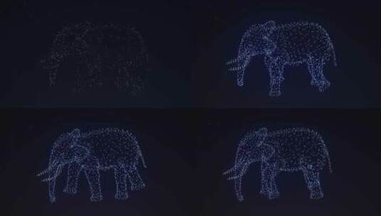无人机表演大象行走大气震撼高清在线视频素材下载