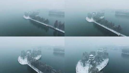 武汉东湖风景区雪景风光高清在线视频素材下载