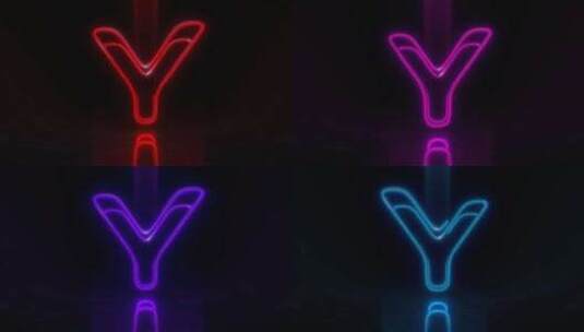 彩色霓虹灯字母Y循环动画。高清在线视频素材下载