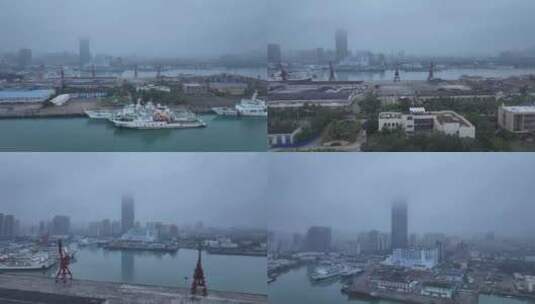 海南海口新海港码头航拍高清在线视频素材下载