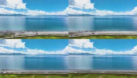 蓝天白云新疆赛里木湖高清在线视频素材下载