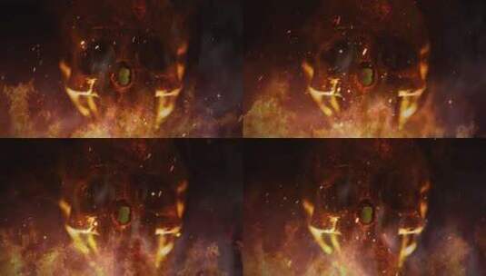 火焰骷髅头恐怖背景高清在线视频素材下载