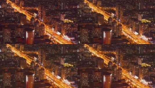 北京城市夜景马路车流繁华都市高清在线视频素材下载