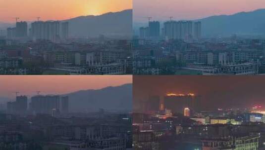 湖南临湘县城平静生活日落而息高清在线视频素材下载