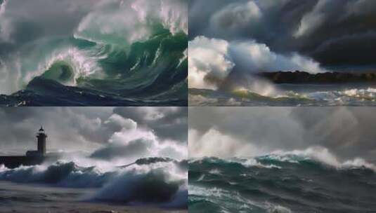 海浪大风浪狂风海啸高清在线视频素材下载