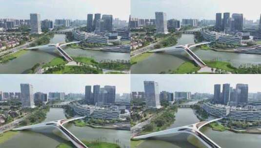 中国广东省广州市南沙区蕉门河聚星桥高清在线视频素材下载