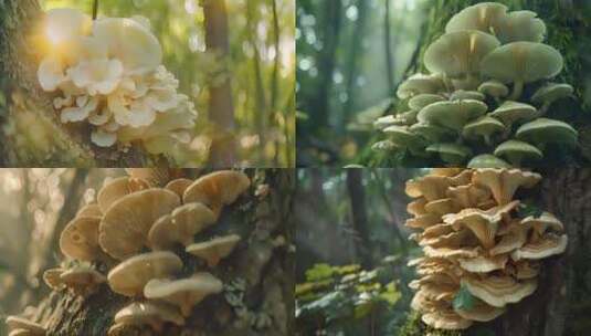 12蘑菇赤灵芝 灵芝仙草食用菌 菌子丛林高清在线视频素材下载