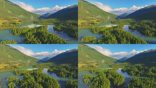 新疆喀纳斯风景HDR航拍高清在线视频素材下载