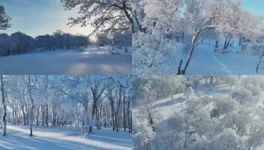 吉林四方顶冬季雪景雾凇高清在线视频素材下载