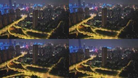 4k武汉灯光秀夜景航拍高清在线视频素材下载