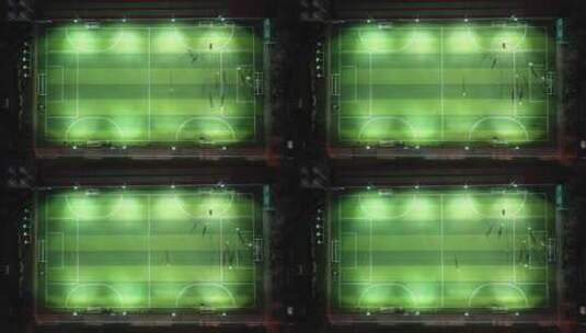 航拍视角足球场夜景高清在线视频素材下载