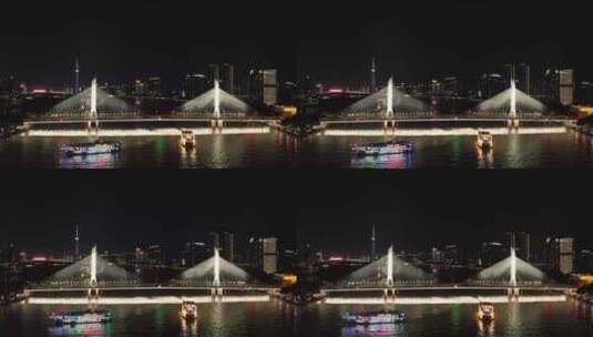 广州海印桥夜景航拍素材高清在线视频素材下载