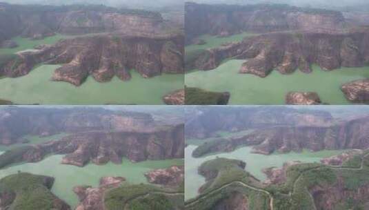 湖南郴州高倚岭风景区丹霞地貌航拍高清在线视频素材下载