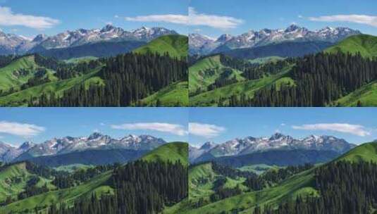 新疆恰西唯美震撼森林雪山航拍8高清在线视频素材下载