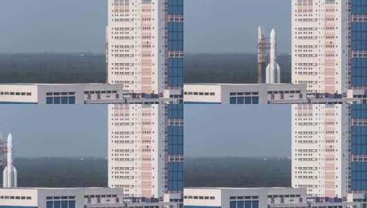 嫦娥六号｜长征五号火箭垂直转运高清在线视频素材下载