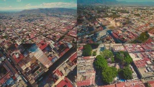 城市航拍墨西哥瓦哈卡地标建筑行人街道交通高清在线视频素材下载