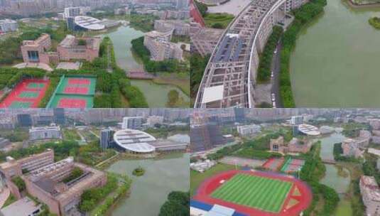 福州福建医科大学旗山校区上街校区航拍校园高清在线视频素材下载