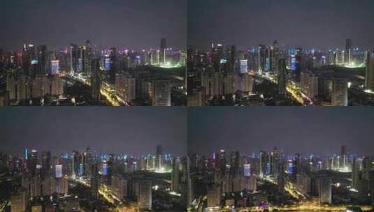 武汉夜景武汉西北湖CBD夜景航拍高清在线视频素材下载