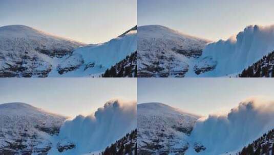 震撼雪崩高清在线视频素材下载