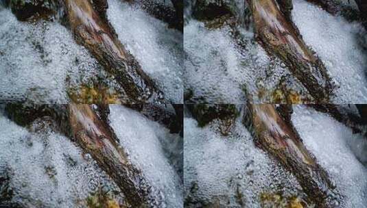 溪流中漂浮的木头高清在线视频素材下载