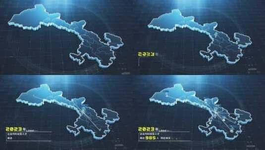 蓝色科技感地图甘肃高清AE视频素材下载
