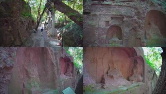 杭州宝石山宝石山造像摩崖石刻4K视频合集高清在线视频素材下载