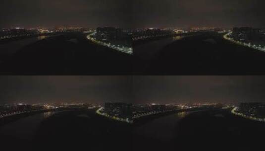 泉州江滨两岸市区夜景航拍晋江大景航拍夜景高清在线视频素材下载