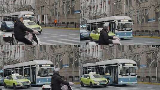 公交车、城市交通、绿色出行高清在线视频素材下载