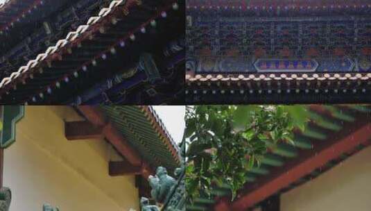 中式古代寺庙建筑雨景视频素材高清在线视频素材下载