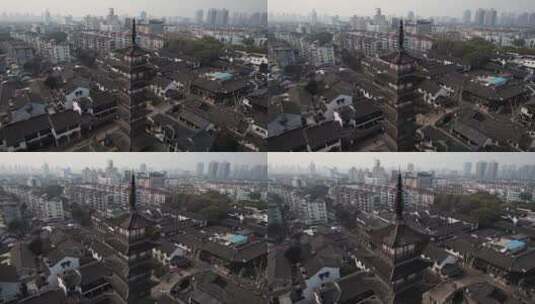 4K上海嘉定法华塔航拍高清在线视频素材下载
