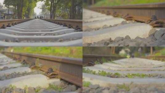 生锈的铁轨铁路高清在线视频素材下载