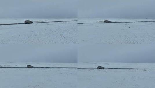 原创 呼伦贝尔G331雪原公路航拍风光高清在线视频素材下载
