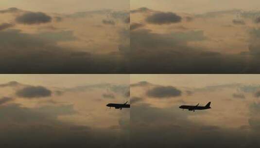 飞机飞行起飞飞过穿越云层航班客机空客高清在线视频素材下载