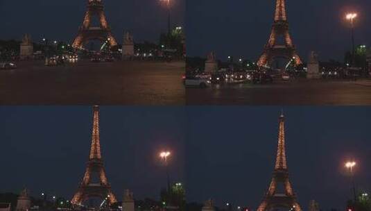 埃菲尔铁塔的夜景高清在线视频素材下载