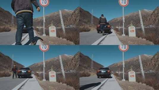 西藏旅游风光318国道公里桩高清在线视频素材下载