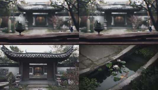 三维古建筑  三维寺庙 三维水池 古风古色高清在线视频素材下载