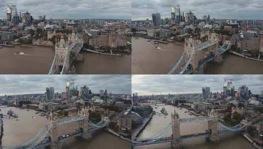英国伦敦塔桥高空航拍高清在线视频素材下载