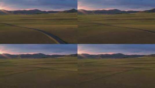 内蒙古草原傍晚航拍高清在线视频素材下载