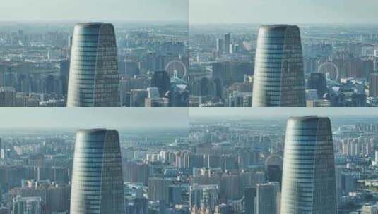 天津城市建筑长焦航拍高清在线视频素材下载