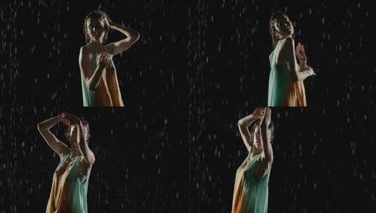 女人在雨中跳舞高清在线视频素材下载