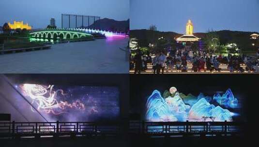 尼山皓月 户外演出 喷泉 音乐喷泉 孔子高清在线视频素材下载